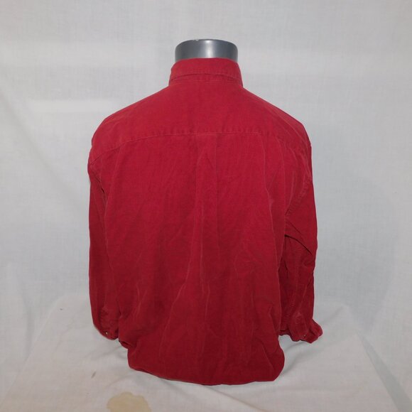 Arrow Mens L Burgundy Red Long Sleeve Button Down Corduroy Shirt - Picture 7 of 9